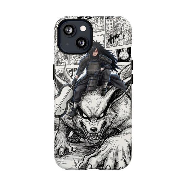 Madara Uchiha on Kyubi - Manga Panel Aesthetic iPhone Case - iPhone 13 Glossy - KazerCase