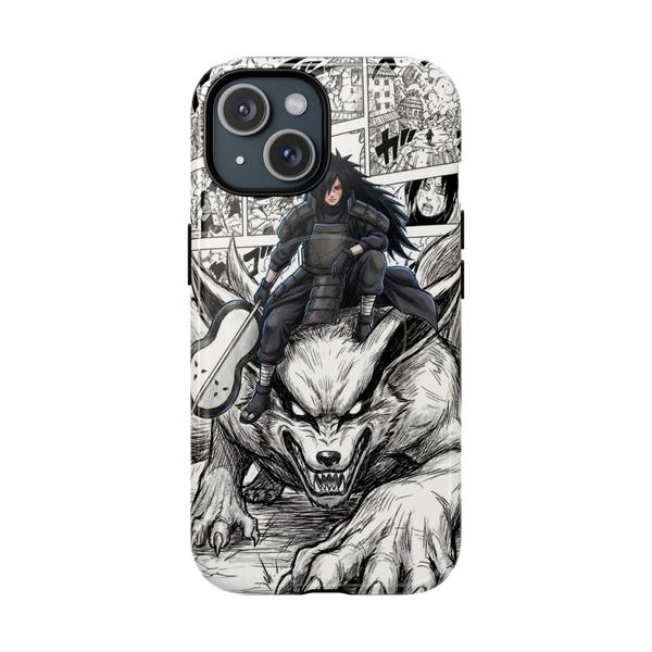 Madara Uchiha on Kyubi - Manga Panel Aesthetic iPhone Case - iPhone 15 Glossy - KazerCase