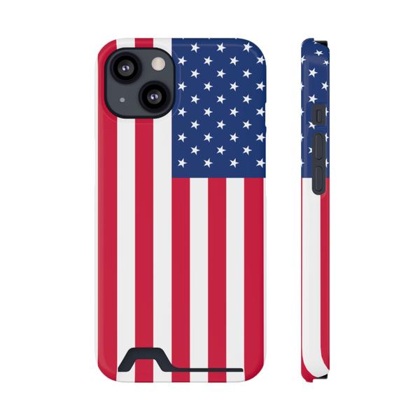 iPhone Case With Card Holder Usa Flag - iPhone 13 Glossy Without gift packaging - KazerCase
