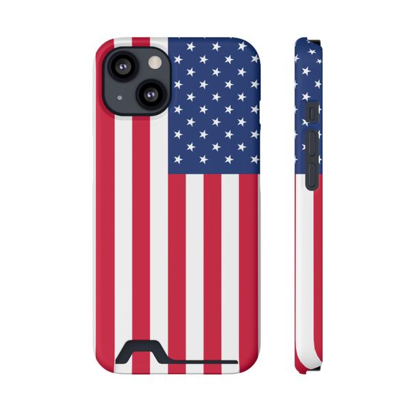 iPhone Case With Card Holder Usa Flag - iPhone 13 Matte Without gift packaging - KazerCase