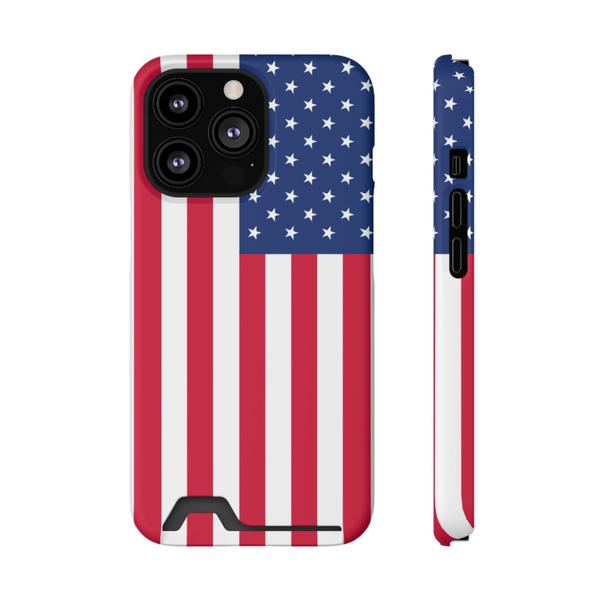 iPhone Case With Card Holder Usa Flag - iPhone 13 Pro Matte Without gift packaging - KazerCase