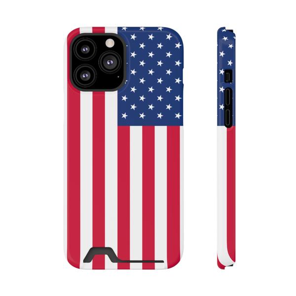 iPhone Case With Card Holder Usa Flag - iPhone 13 Pro Max Glossy Without gift packaging - KazerCase