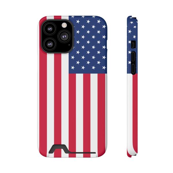 iPhone Case With Card Holder Usa Flag - iPhone 13 Pro Max Matte Without gift packaging - KazerCase