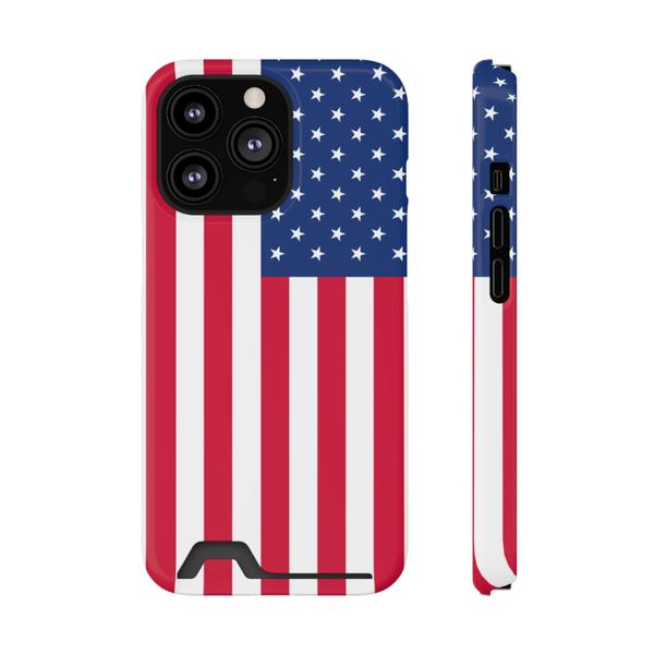 iPhone Case With Card Holder Usa Flag - iPhone 13 Pro Glossy Without gift packaging - KazerCase