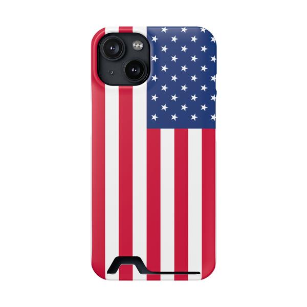 iPhone Case With Card Holder Usa Flag - iPhone 14 Matte Without gift packaging - KazerCase