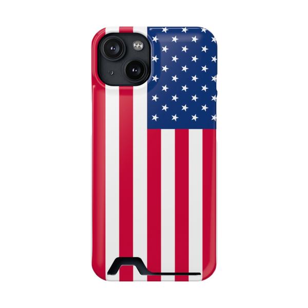 iPhone Case With Card Holder Usa Flag - iPhone 14 Glossy Without gift packaging - KazerCase