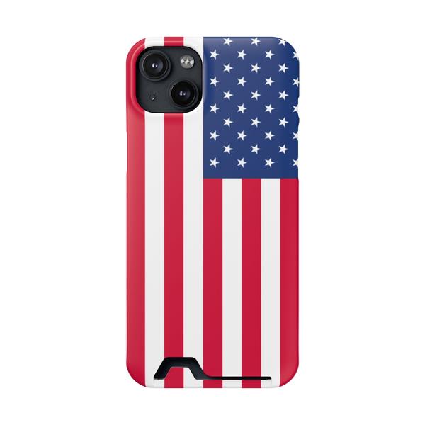 iPhone Case With Card Holder Usa Flag - iPhone 14 Plus Matte Without gift packaging - KazerCase