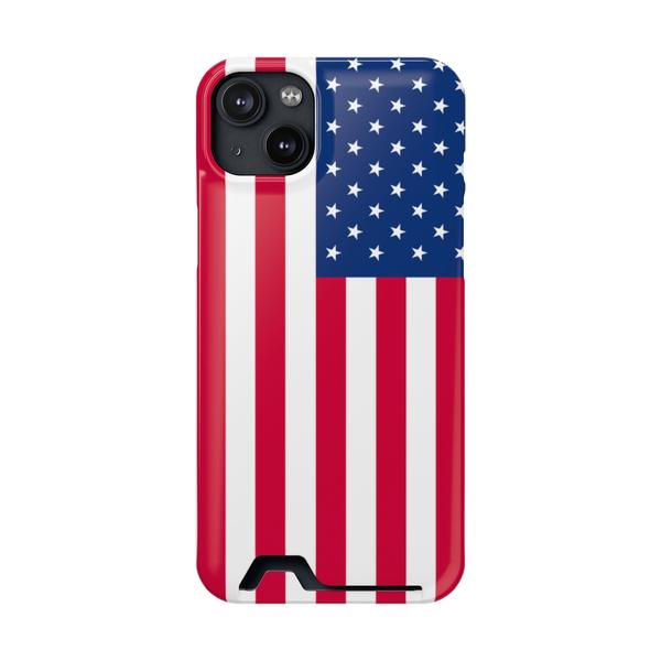 iPhone Case With Card Holder Usa Flag - iPhone 14 Plus Glossy Without gift packaging - KazerCase