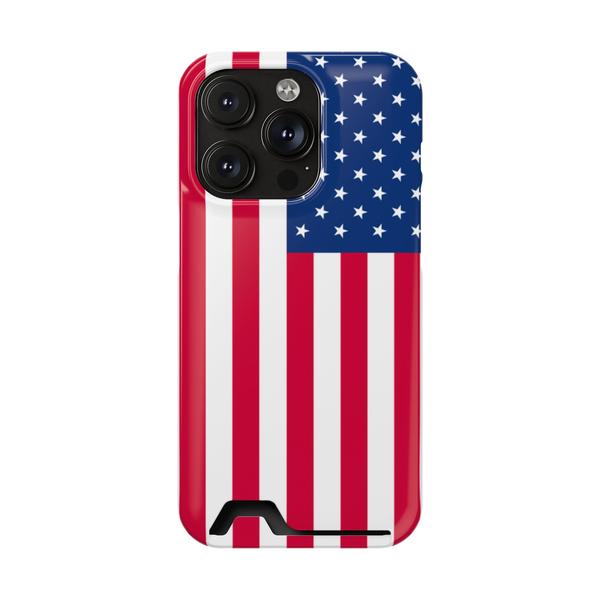 iPhone Case With Card Holder Usa Flag - iPhone 14 Pro Glossy Without gift packaging - KazerCase