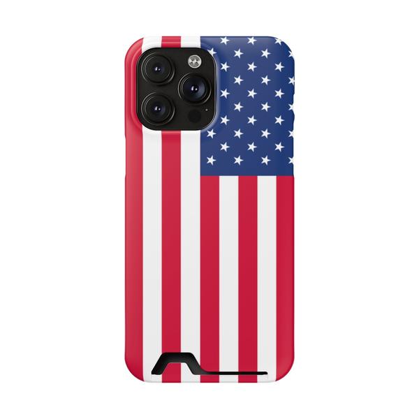 iPhone Case With Card Holder Usa Flag - iPhone 14 Pro Max Matte Without gift packaging - KazerCase