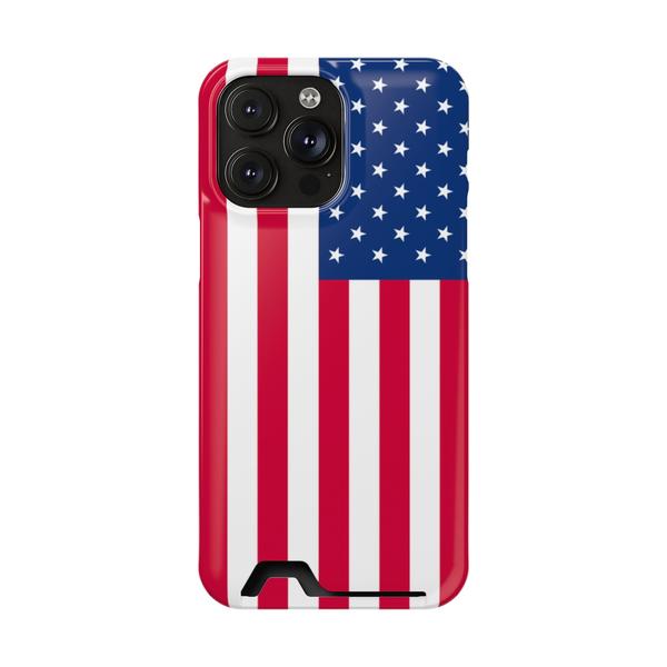 iPhone Case With Card Holder Usa Flag - iPhone 14 Pro Max Glossy Without gift packaging - KazerCase