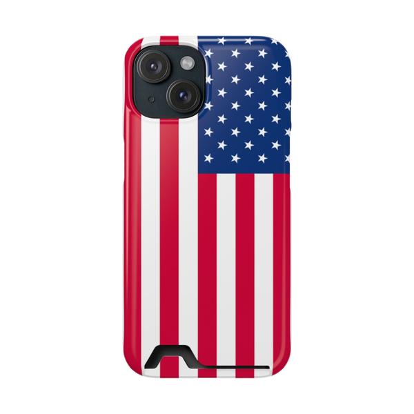 iPhone Case With Card Holder Usa Flag - iPhone 15 Glossy Without gift packaging - KazerCase