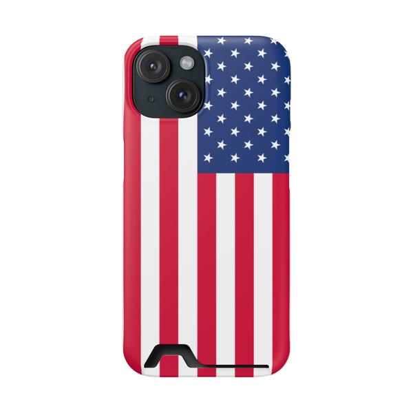 iPhone Case With Card Holder Usa Flag - iPhone 15 Matte Without gift packaging - KazerCase