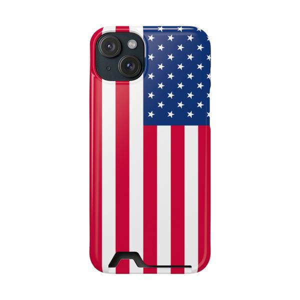 iPhone Case With Card Holder Usa Flag - iPhone 15 Plus Glossy Without gift packaging - KazerCase