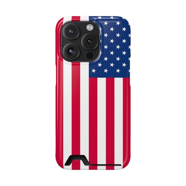 iPhone Case With Card Holder Usa Flag - iPhone 15 Pro Glossy Without gift packaging - KazerCase