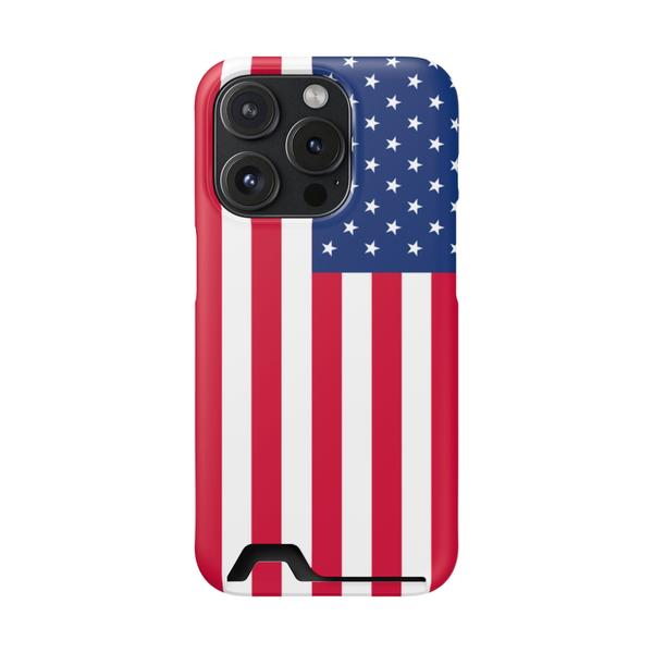iPhone Case With Card Holder Usa Flag - iPhone 15 Pro Matte Without gift packaging - KazerCase