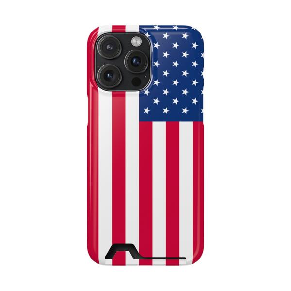 iPhone Case With Card Holder Usa Flag - iPhone 15 Pro Max Glossy Without gift packaging - KazerCase