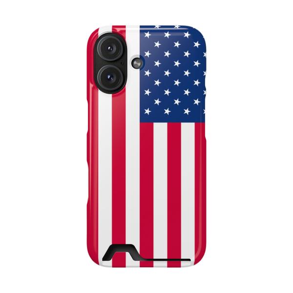 iPhone Case With Card Holder Usa Flag - iPhone 16 Glossy Without gift packaging - KazerCase