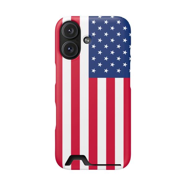 iPhone Case With Card Holder Usa Flag - iPhone 16 Matte Without gift packaging - KazerCase