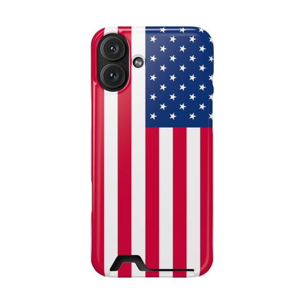 iPhone Case With Card Holder Usa Flag - iPhone 16 Plus Glossy Without gift packaging - KazerCase