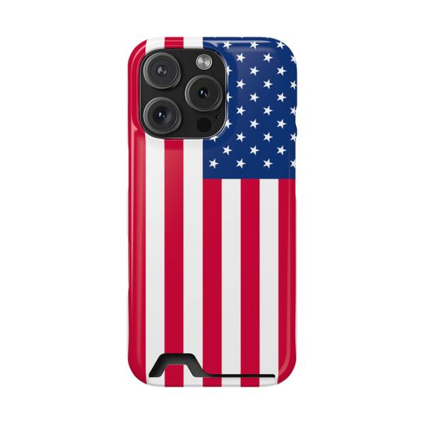 iPhone Case With Card Holder Usa Flag - iPhone 16 Pro Glossy Without gift packaging - KazerCase