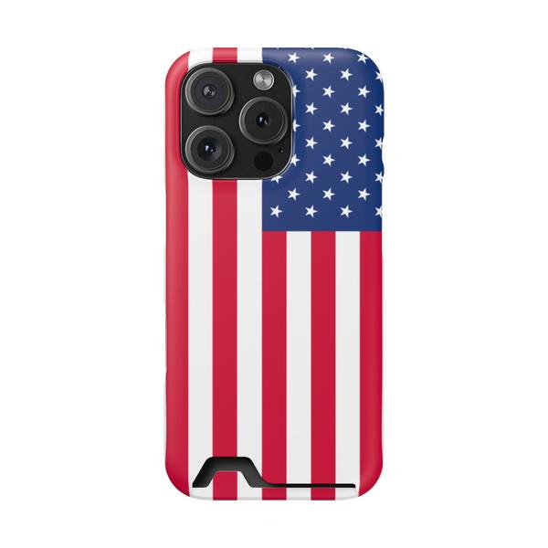 iPhone Case With Card Holder Usa Flag - iPhone 16 Pro Matte Without gift packaging - KazerCase