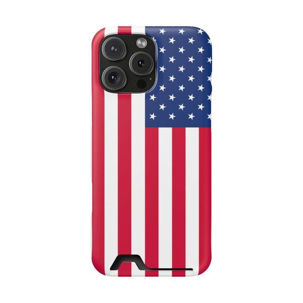 iPhone Case With Card Holder Usa Flag - iPhone 16 Pro Max Matte Without gift packaging - KazerCase