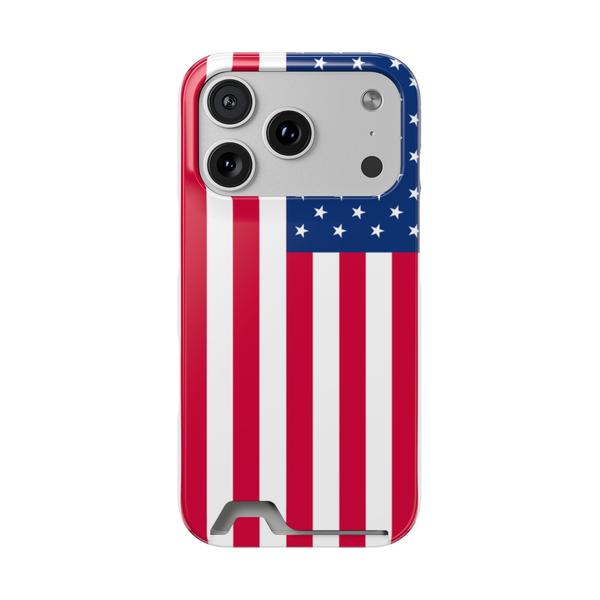 iPhone Case With Card Holder Usa Flag - iPhone 17 Pro Glossy Without gift packaging - KazerCase